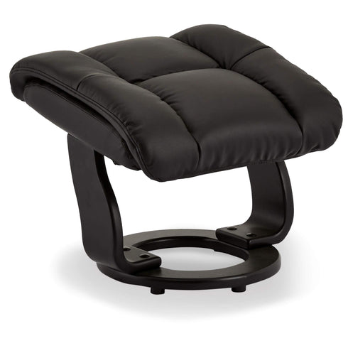 Recliner with Footstool Crown Black Leather